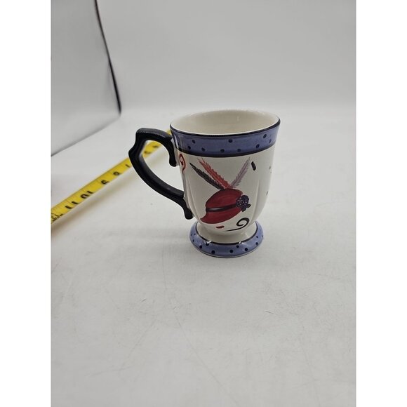 Whimsical Ladybug Ceramic Mug With Polka Dot Trim & Purple Handle - Picture 1 of 1